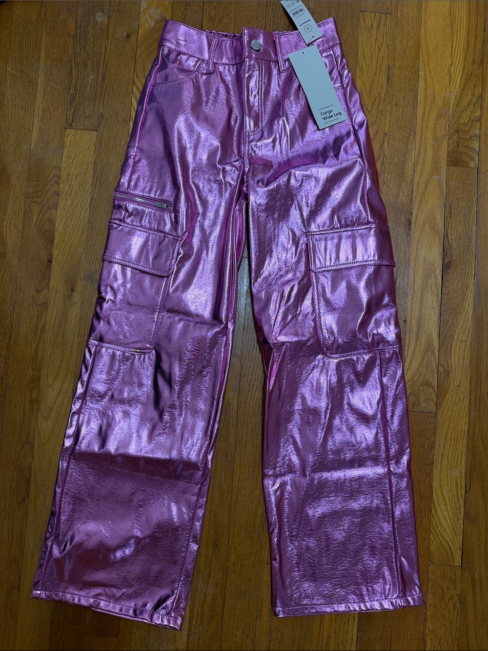 No Boundaries Metallic Pink Cargo Joggers